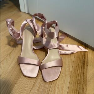 Charles & Keith Pink Satin Heels
